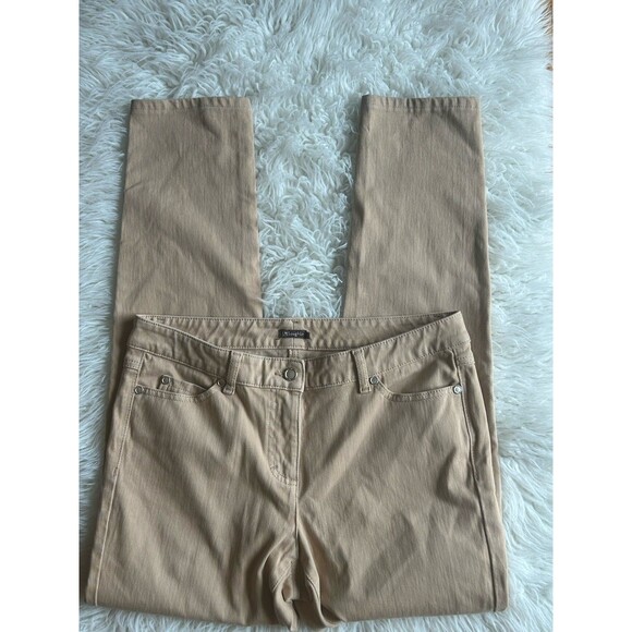 J. McLaughlin Women’s Size 8 Tan Straight Leg Denim Jeans Stretch - Picture 2 of 10